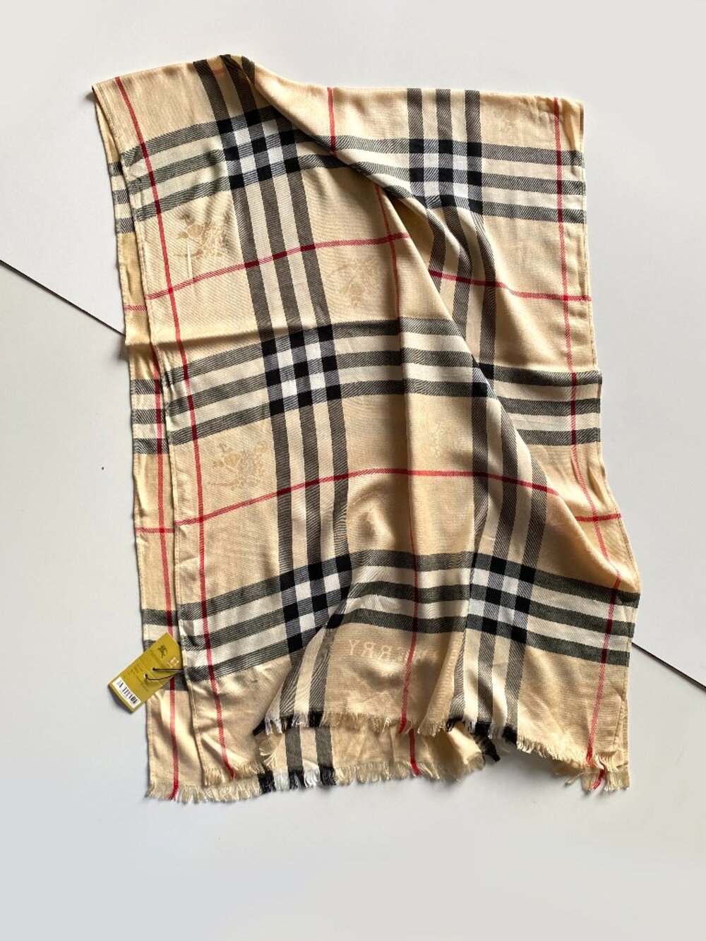 Vintage BURBERRY London Rare Cashmere Shawl Nova Check Large Scarf 27"x74" NWT